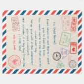 Gepersonaliseerde Memorial Blanket Gift - Airmail Fleece Deken (Voorkant (Horizontaal))