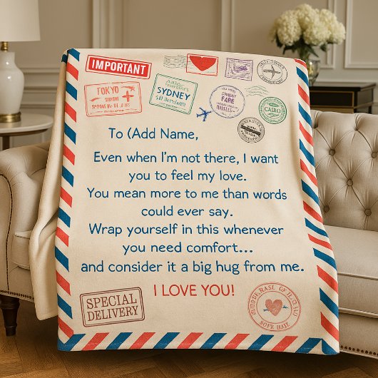 Gepersonaliseerde Memorial Blanket Gift - Airmail Fleece Deken