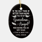 Gepersonaliseerde Memorial Dad guardian angel Keramisch Ornament (Achterkant)