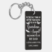 Gepersonaliseerde Memorial Dad guardian angel Sleutelhanger (Voorkant Links)