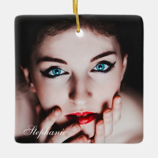 Gepersonaliseerde Memorial Feminine Keepomwille Keramisch Ornament (Voorkant)