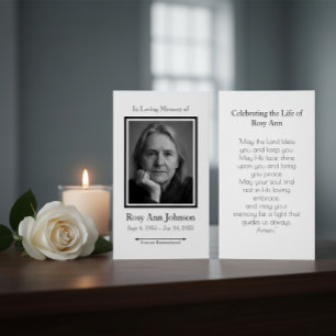 Gepersonaliseerde Memorial Funeral Photo Prayer Ka Visitekaartje