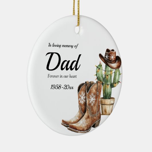 Gepersonaliseerde Memorial Keepsake Cowboy Cactus Keramisch Ornament (Rechts)