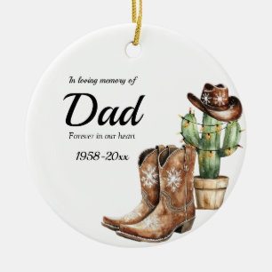 Gepersonaliseerde Memorial Keepsake Cowboy Cactus Keramisch Ornament