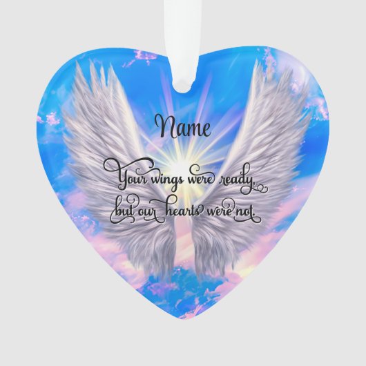 Gepersonaliseerde Memorial Ornament Angel Wings He (voorkant)