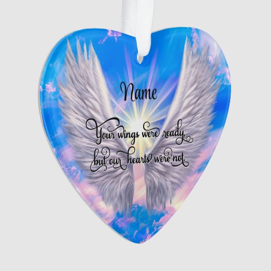 Gepersonaliseerde Memorial Ornament Angel Wings He (voorkant)