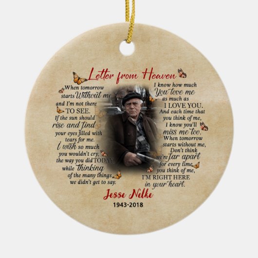 Gepersonaliseerde Memorial Photo Ornament Letter v (Voorkant)