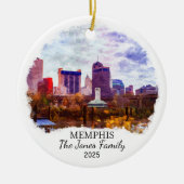Gepersonaliseerde Memphis Ornament, Tennessee Stat Keramisch Ornament (Voorkant)