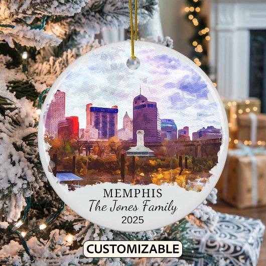 Gepersonaliseerde Memphis Ornament, Tennessee Stat Keramisch Ornament