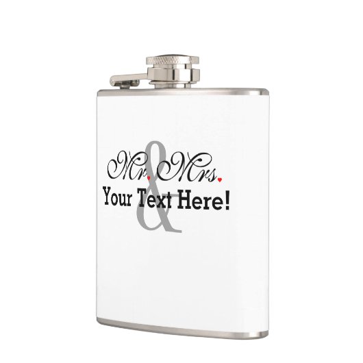 Gepersonaliseerde meneer en mevrouw Plus  kleur Heupfles (Links)