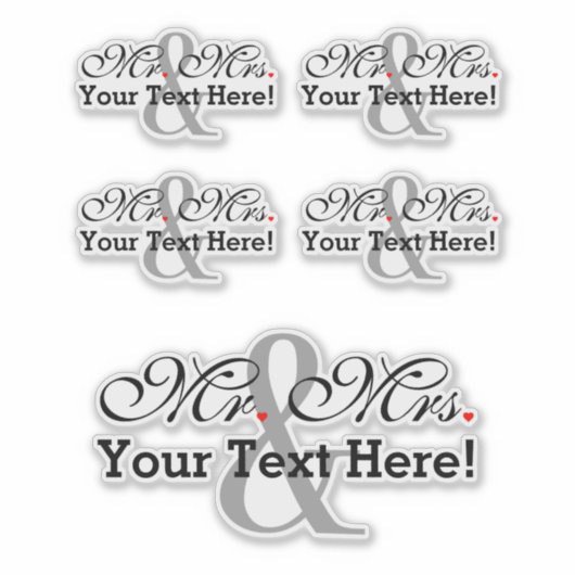 Gepersonaliseerde meneer en mevrouw Plus  kleur Sticker (Voorkant)