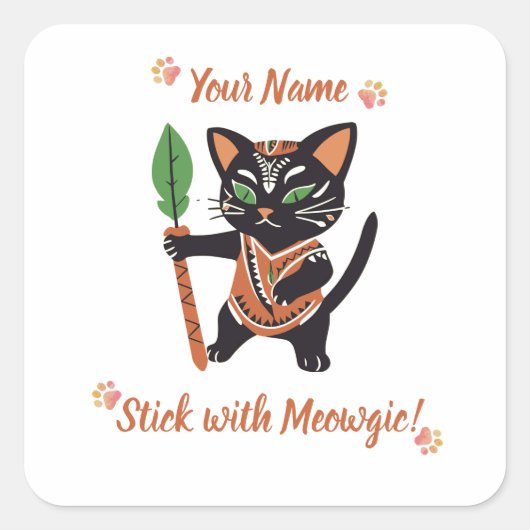 Gepersonaliseerde Meowgic Cat Sticker Gift! (Voorkant)