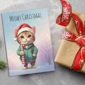 Gepersonaliseerde Meowy Kerst Grappige Kat Feestdagenkaart
