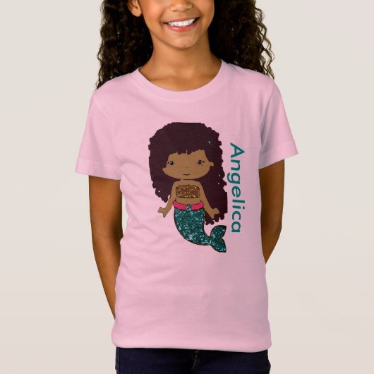 Gepersonaliseerde Mermaid Girl's shirt (Voorkant)