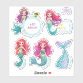 Gepersonaliseerde Mermaid Onderwater Naam Labels (Vel)