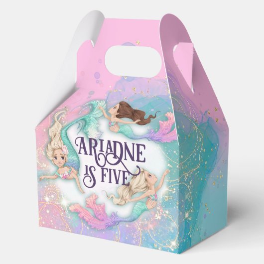Gepersonaliseerde Mermaid Party Boxes Bedankdoosjes (Voorkant)