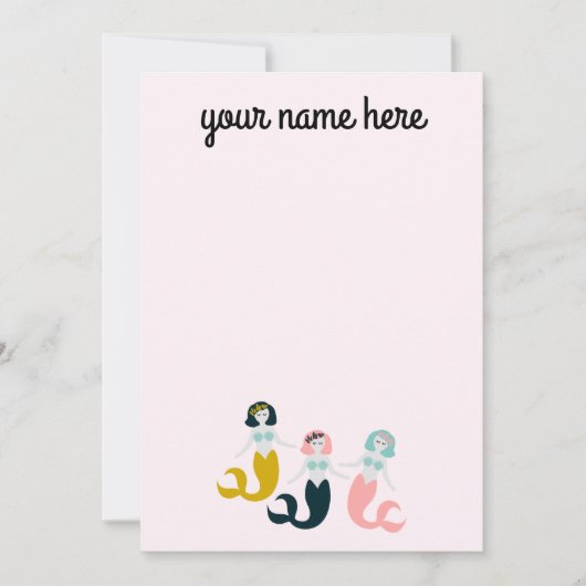 Gepersonaliseerde Mermaid Stationery Notecards Kaart (Voorkant)