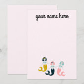 Gepersonaliseerde Mermaid Stationery Notecards Kaart (Voorkant / Achterkant)