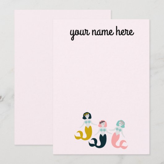 Gepersonaliseerde Mermaid Stationery Notecards Kaart (Voorkant / Achterkant)
