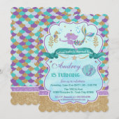 Gepersonaliseerde Mermaid verjaardagsfeestje Kaart (Voorkant / Achterkant)