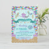 Gepersonaliseerde Mermaid verjaardagsfeestje Kaart (Staand voorkant)