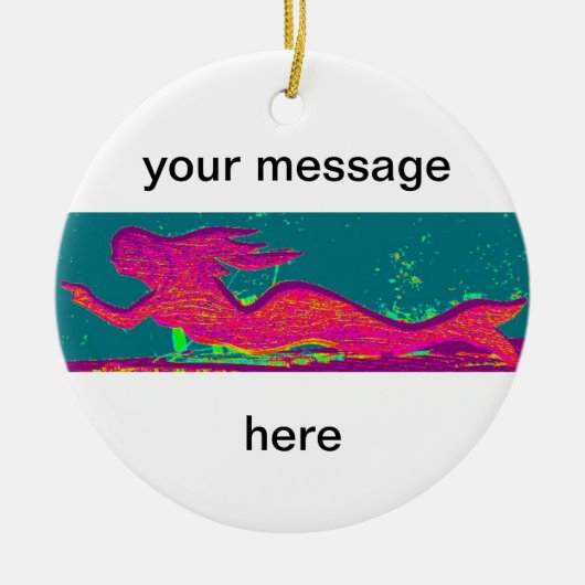 gepersonaliseerde mermaïde versiering keramisch ornament (Voorkant)