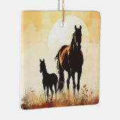 Gepersonaliseerde merrie, Veulen Baby's 1e Kerstpa Keramisch Ornament (Rechts)