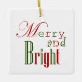 Gepersonaliseerde "Merry and Bright" Groene Kerst Keramisch Ornament (Voorkant)
