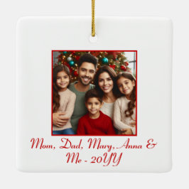 Gepersonaliseerde "Merry and Bright" Rode Kerst Keramisch Ornament