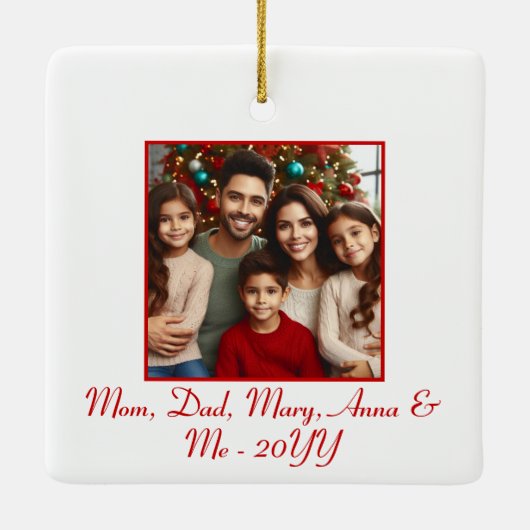 Gepersonaliseerde "Merry and Bright" Rode Kerst Keramisch Ornament (Achterkant)