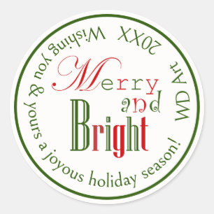 Gepersonaliseerde "Merry and Bright" Xmas Stickers