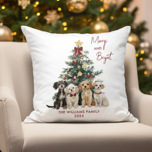 Gepersonaliseerde Merry & Bright Dogs Kerstmis Kussen