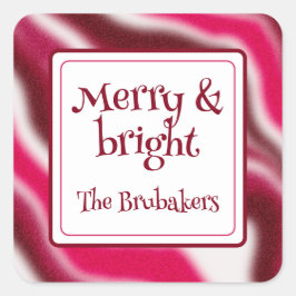 Gepersonaliseerde Merry & Bright Fun Red Christmas Vierkante Sticker