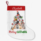 Gepersonaliseerde Merry Catmus Funny Cat Kerstmis Kleine Kerstsok (Voorkant)