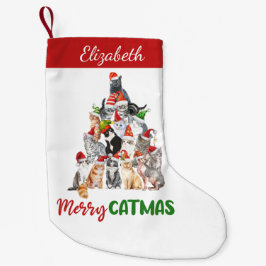 Gepersonaliseerde Merry Catmus Funny Cat Kerstmis Kleine Kerstsok