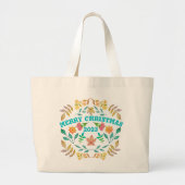 GEPERSONALISEERDE MERRY CHRISTMAS 2023 GROTE TOTE BAG (Voorkant)