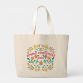 GEPERSONALISEERDE MERRY CHRISTMAS 2023 GROTE TOTE BAG (Achterkant)