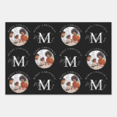 Gepersonaliseerde Merry Christmas Black Monogram F Inpakpapier Vel (Voorkant 3)