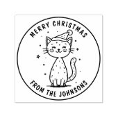 Gepersonaliseerde Merry Christmas Cat Schattigee V Zelfinktende Stempel (Design)