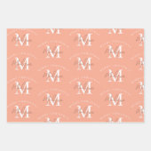 Gepersonaliseerde Merry Christmas Coral Monogram Inpakpapier Vel (Voorkant 2)