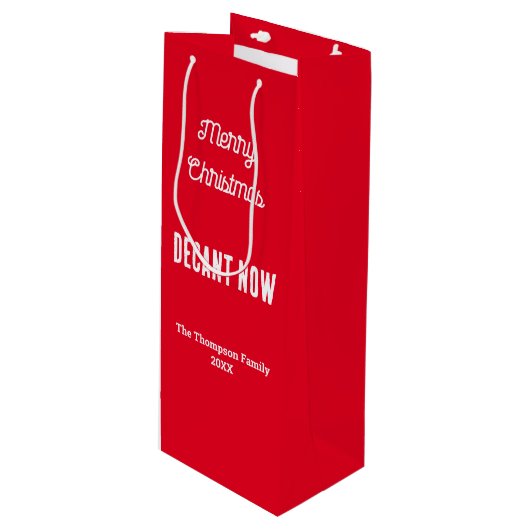 Gepersonaliseerde Merry Christmas Decant Nu Rood Wijn Cadeautas (Voorkant Gekanteld)