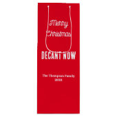 Gepersonaliseerde Merry Christmas Decant Nu Rood Wijn Cadeautas (Voorkant)
