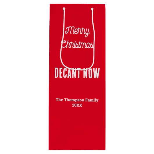 Gepersonaliseerde Merry Christmas Decant Nu Rood Wijn Cadeautas (Voorkant)
