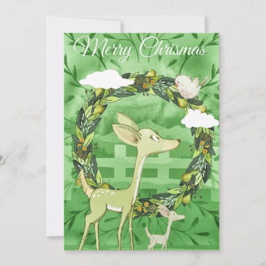 Gepersonaliseerde Merry Christmas Deer Kaart (Voorkant)