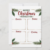 Gepersonaliseerde Merry Christmas Family Nieuwsbri Kaart (Voorkant)
