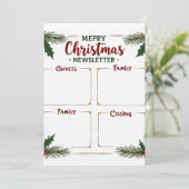 Gepersonaliseerde Merry Christmas Family Nieuwsbri Kaart (Staand voorkant)
