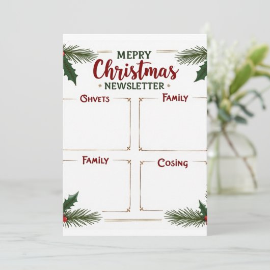 Gepersonaliseerde Merry Christmas Family Nieuwsbri Kaart (Staand voorkant)