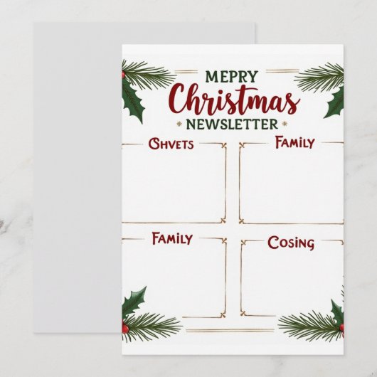 Gepersonaliseerde Merry Christmas Family Nieuwsbri Kaart (Voorkant / Achterkant)