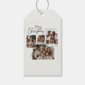 Gepersonaliseerde Merry Christmas Four-Photo Colla Cadeaulabel (Voorkant)