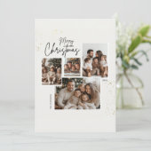 Gepersonaliseerde Merry Christmas Four-Photo Colla Kaart (Staand voorkant)
